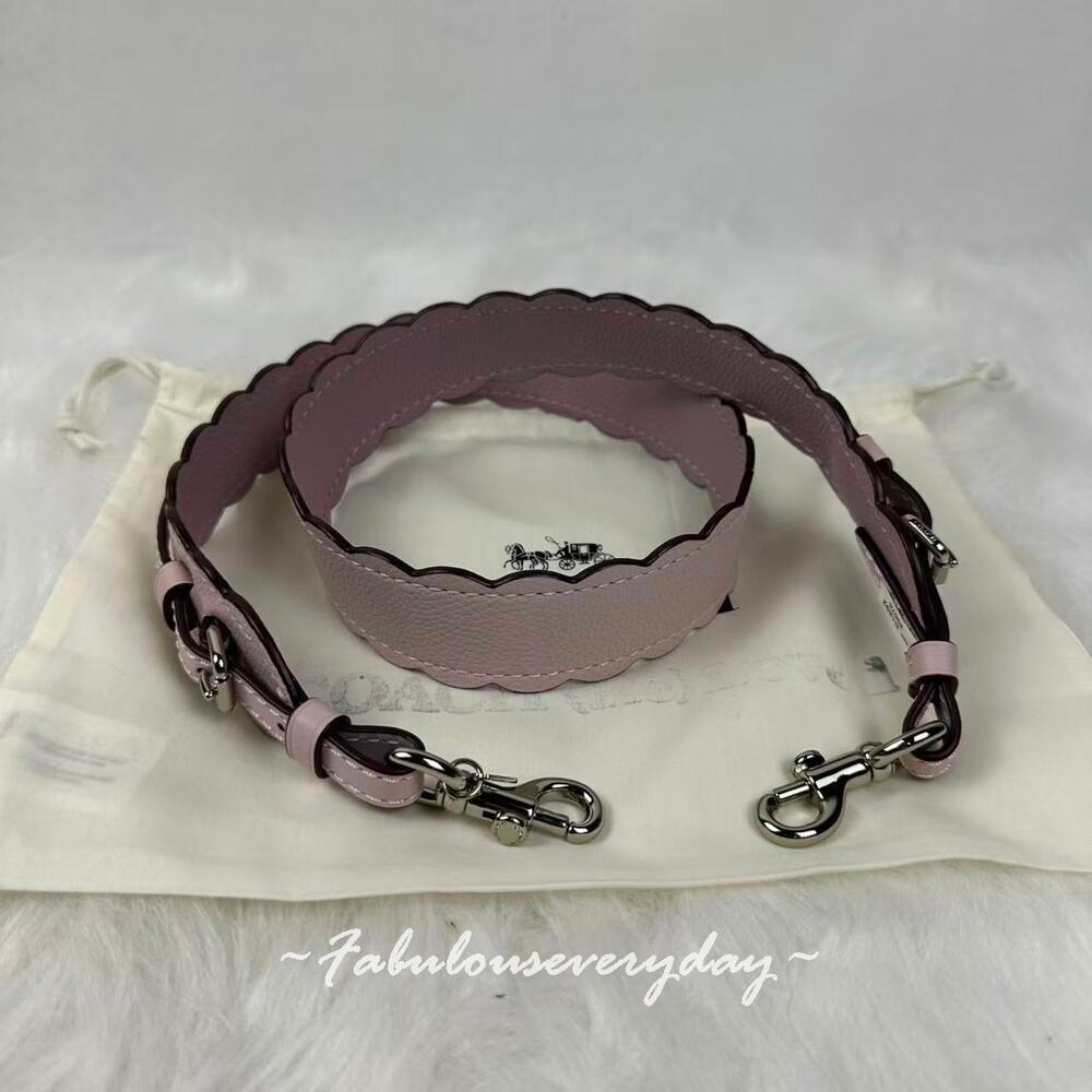 Coach Reloved Strap With Scalloped Detail In Leather/Silver/Ice Pink New + Pouch